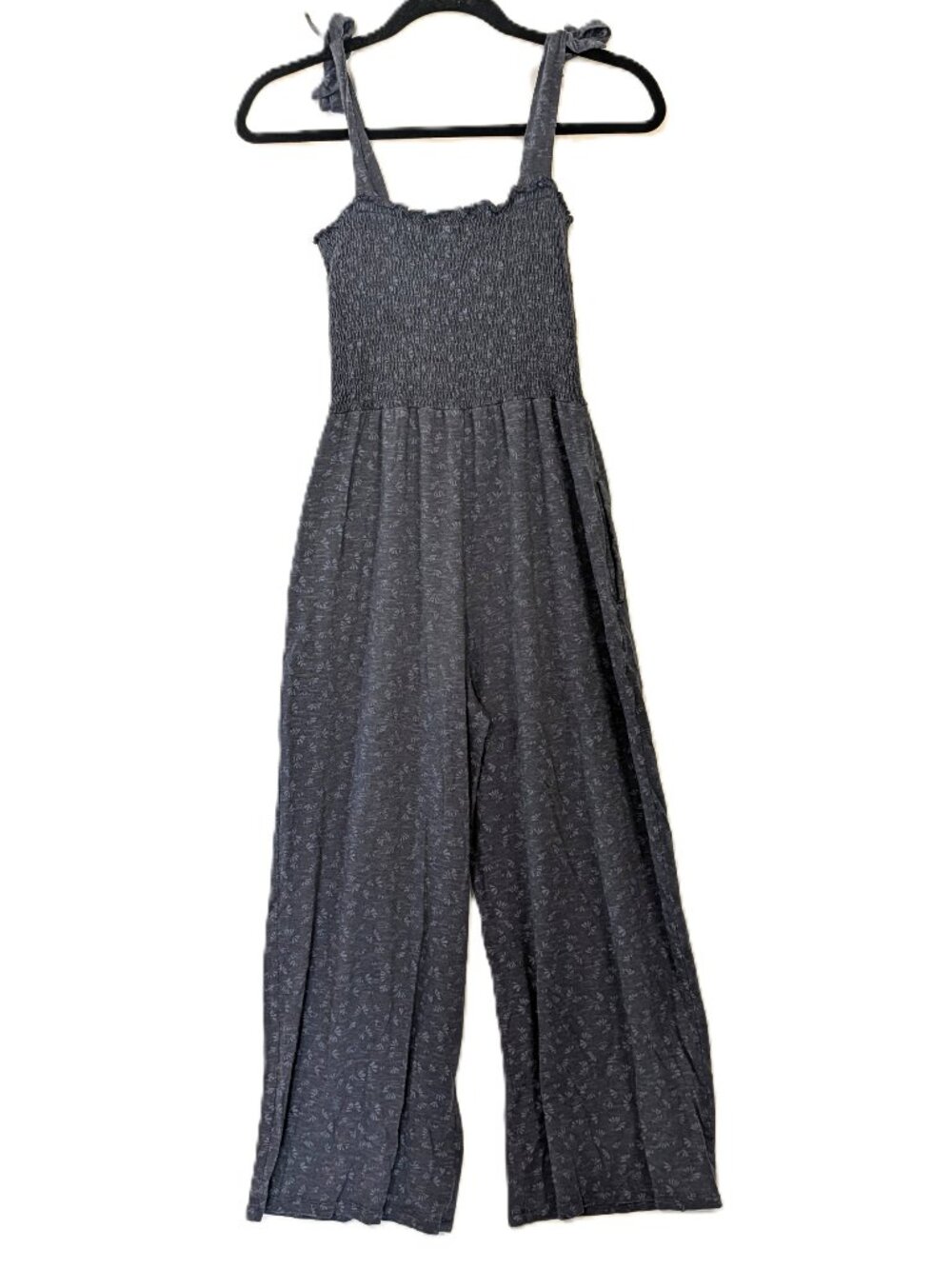 Toad&Co Gemina Sleeveless Smocked Wide Leg Tie Shoulder Jumpsuit Navy Small S - Picture 4 of 10